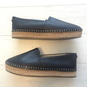 a.M Women Leather Espadrille Black Sz 10 EUC